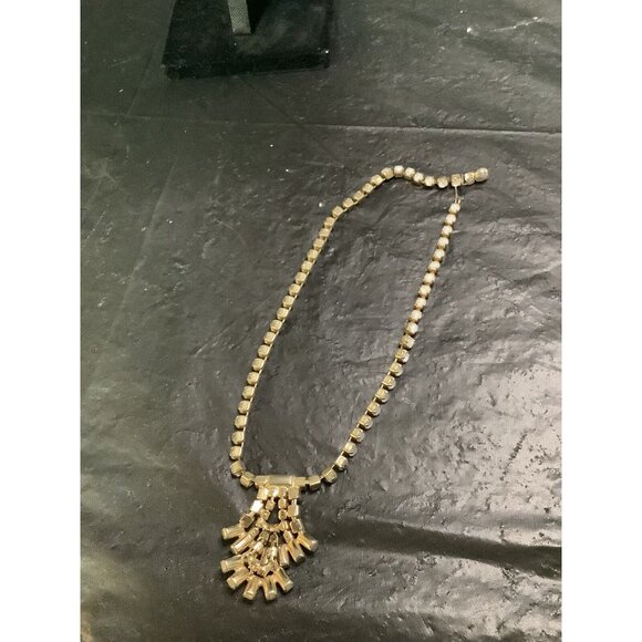 VTG Joseph Warner Goldtone & White Moonstone Rhinestone Choker 15” Necklace Adju - Picture 4 of 5